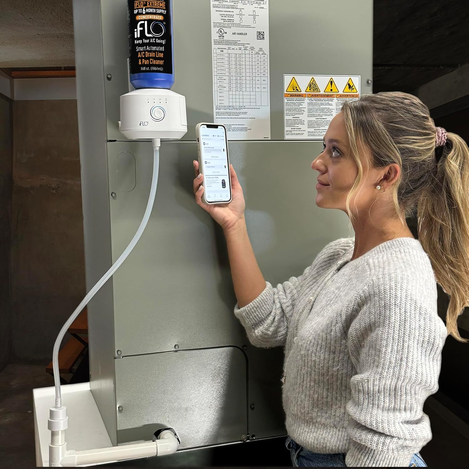 Smart AC Drain Cleaner 36oz 6-Month Supply Easy App-Controlled Maintenance for HVAC Systems