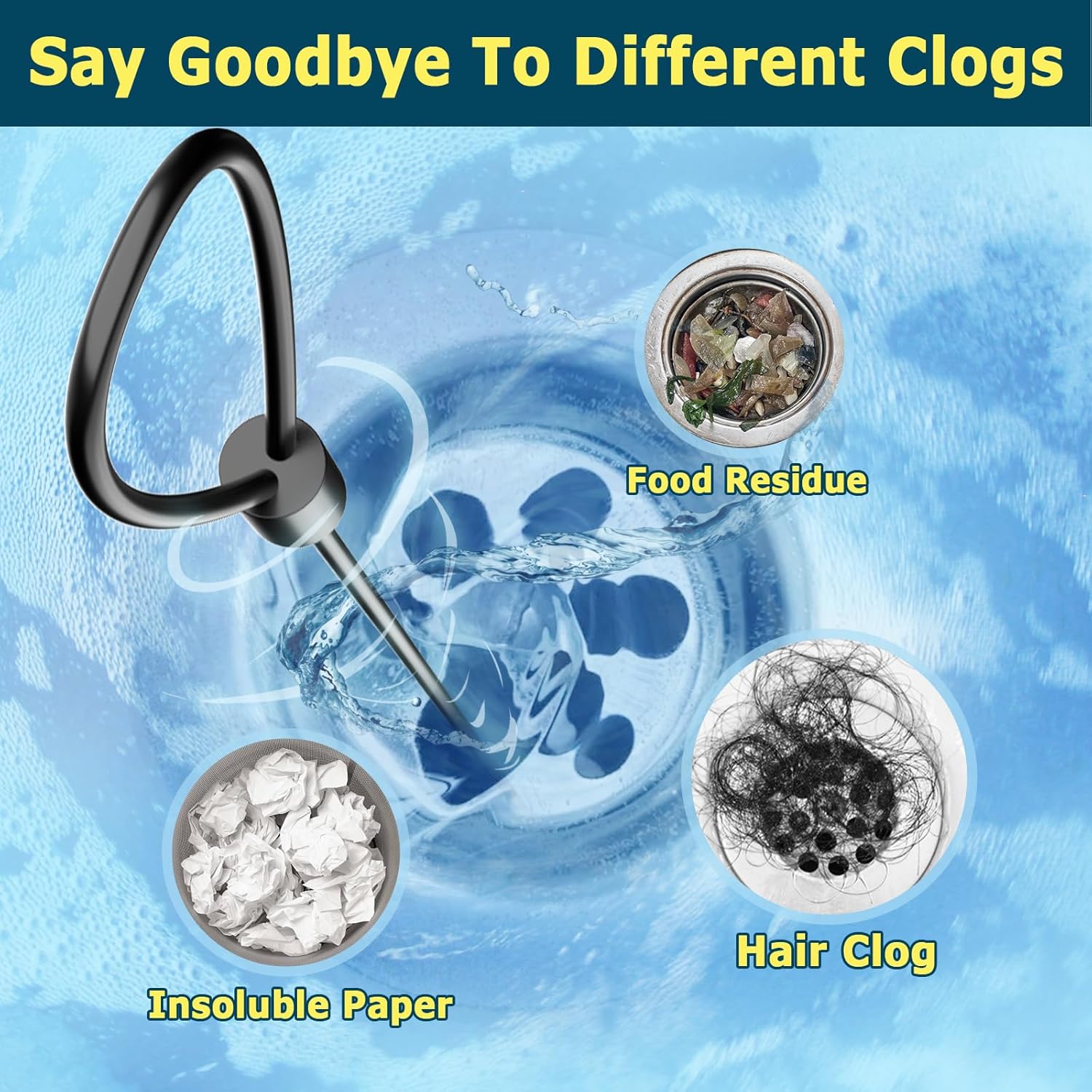 DrainSoon 30-Inch Metal Drain Snake Hair Clog Remover Anti-Break Tool with nylon Coating Safe for Pipes 5-Pack