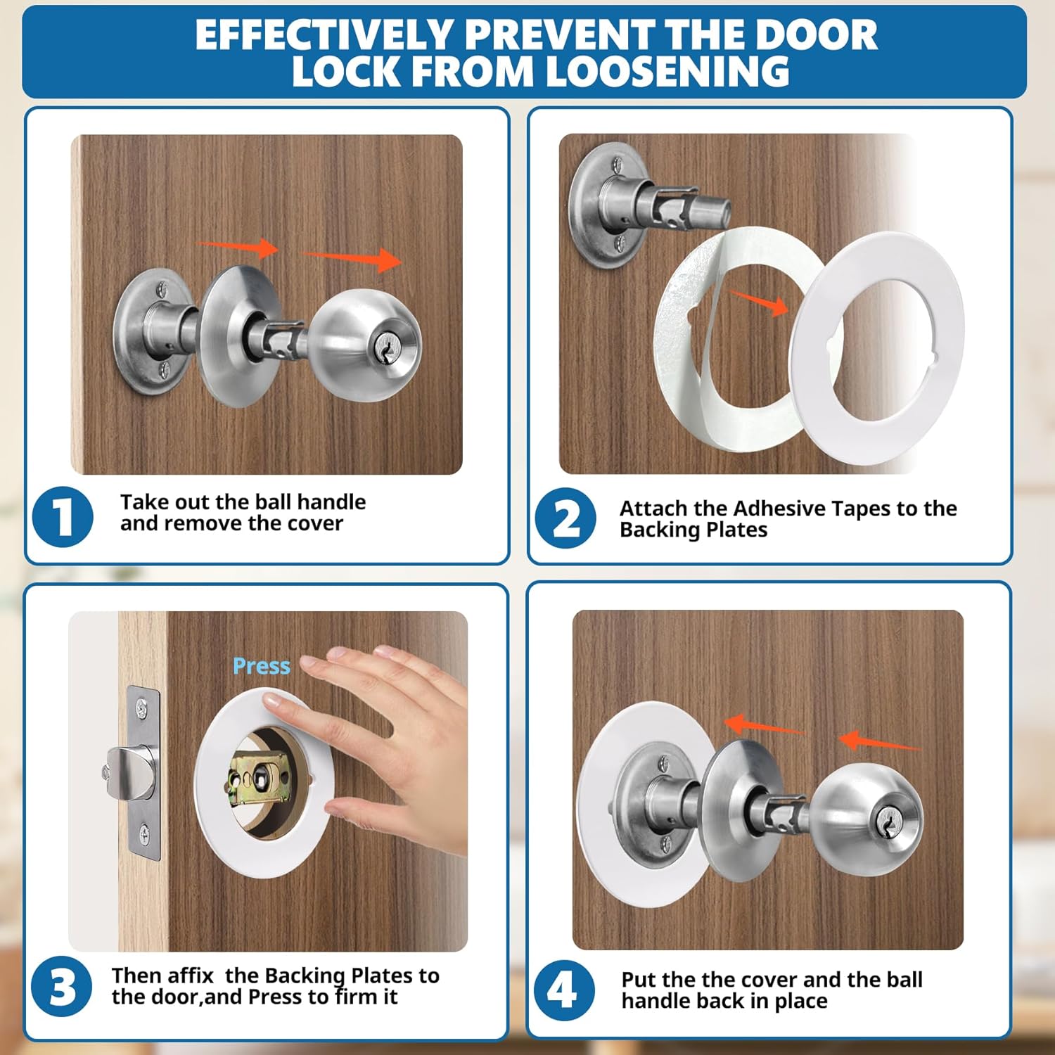 Vizava2 Pcs Door Knob Plates with Double-Sided Tape for Deadbolts Knobs