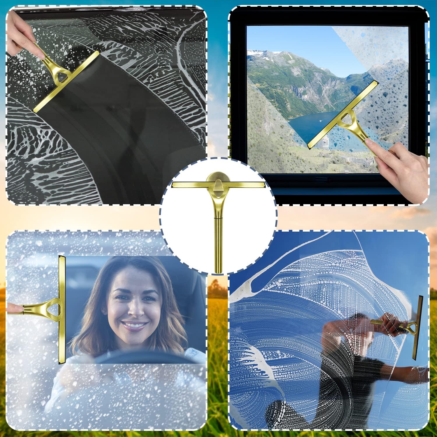 Safe Durable Stainless Steel Showers Squeegee with 3M Technology for Glass Mirror Tile