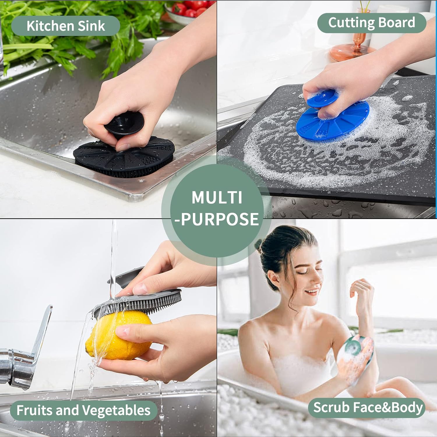 10-Piece Set Non-Scratch Silicone Scrub Sponges Eco-Friendly and Reusable Kitchen Cleaning Tools