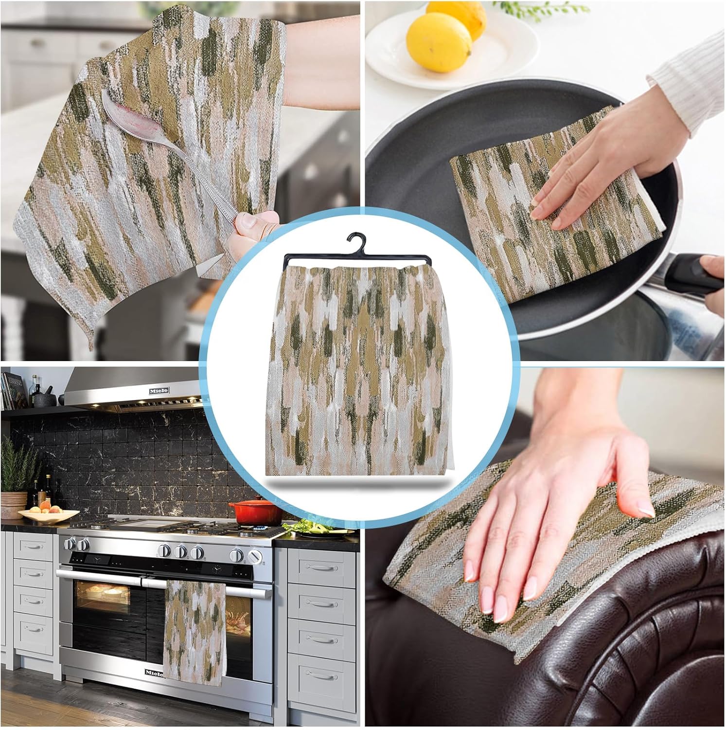 Fast-Drying Artistic Kitchen Towels Set - 4 x 18x28 Microfiber Dishcloths for Cleaning and Decor