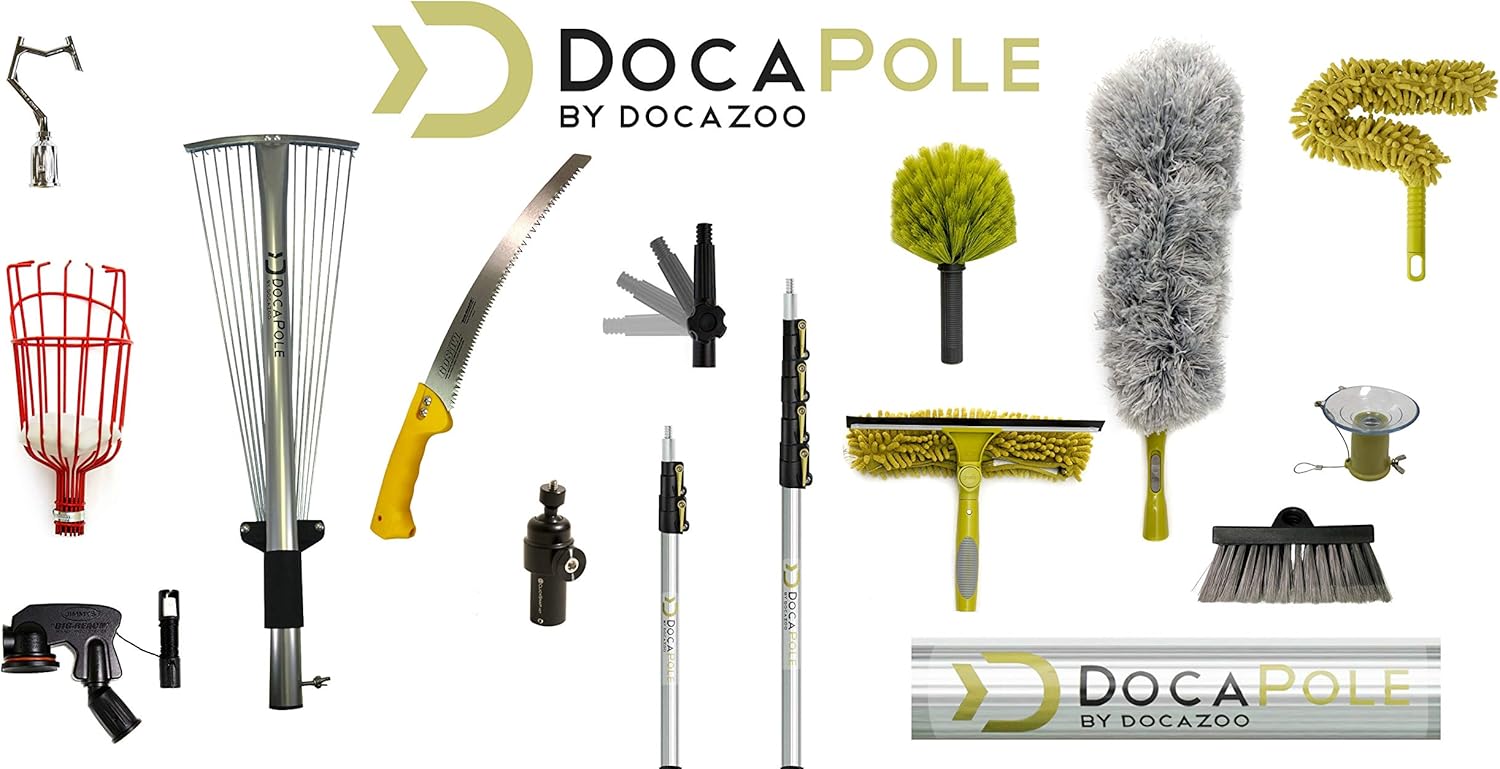 DOCA Telescoping Pole Window Washing Kit Power Tool for Cleaning Windows Squeegee Dual-Plane Extendable