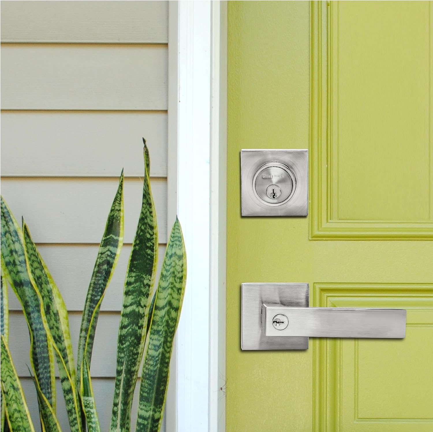 Secure Heavy Duty Key Lock Combination Lockset Satin Nickel Finish 2-38-2-34-Inch Backset Latch