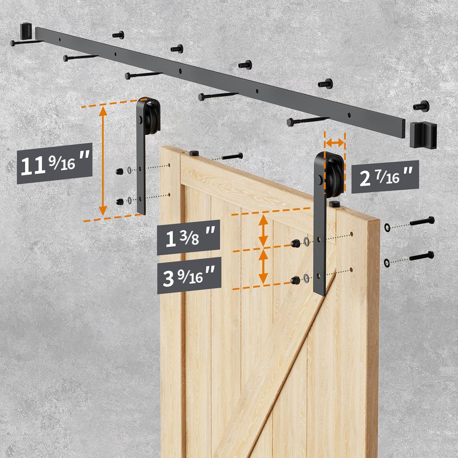 Durable 6ft Barn Door Kit Smooth Sliding System with 350 lbs Load Capacity