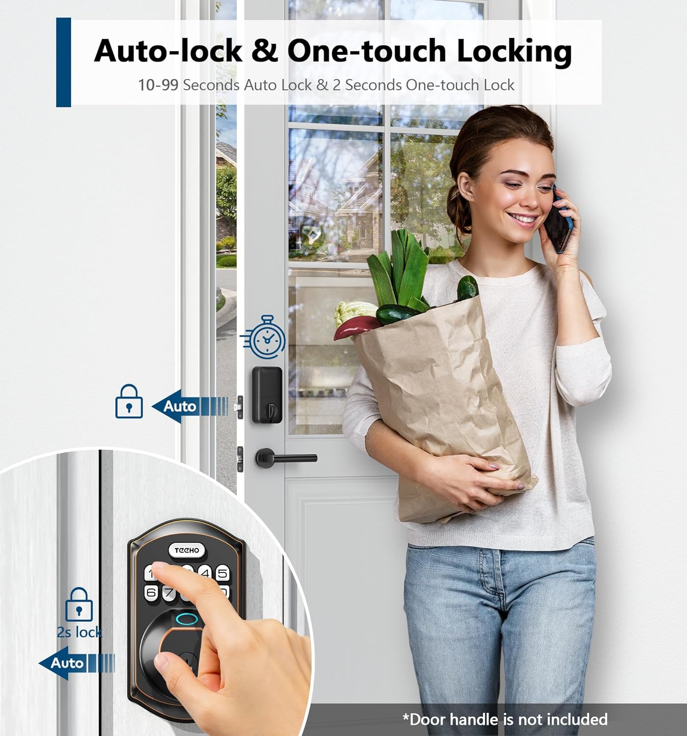 Fingerprint Door Lock - Keyless Entry Door Lock - Oil-Rubbed Bronze Smart Deadbolt