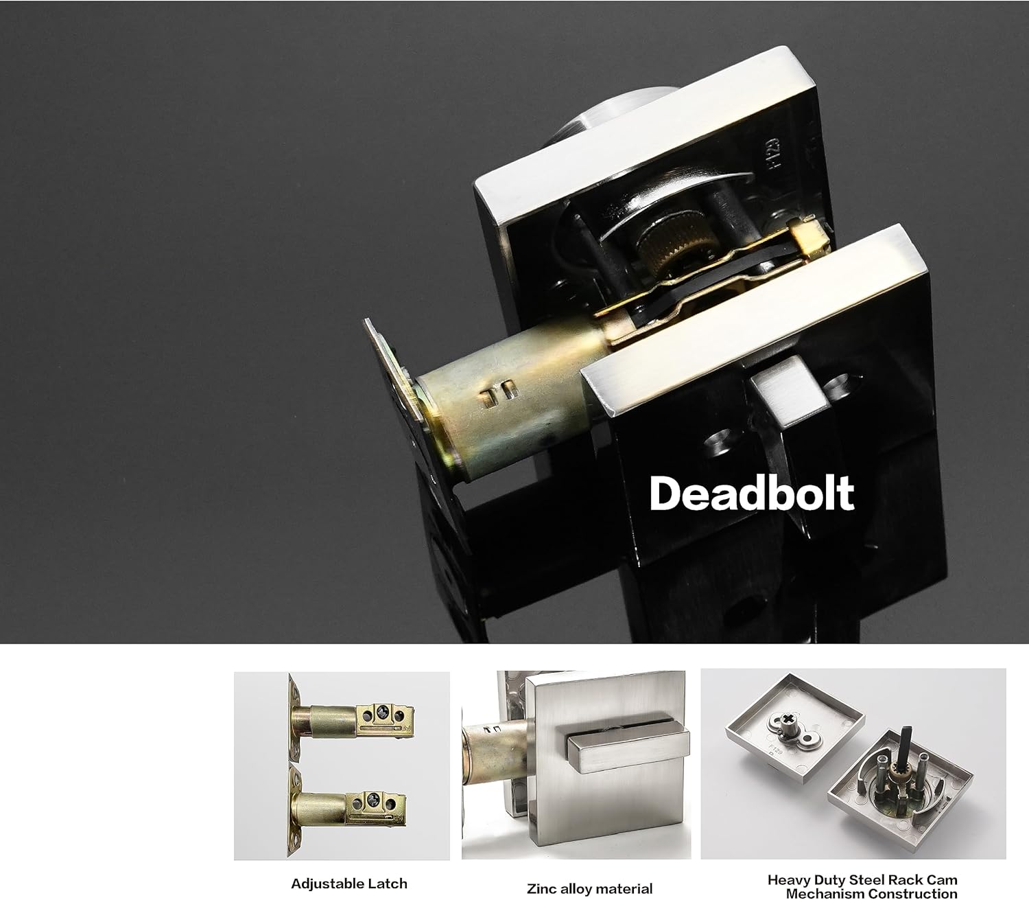 Secure Heavy Duty Key Lock Combination Lockset Satin Nickel Finish 2-38-2-34-Inch Backset Latch