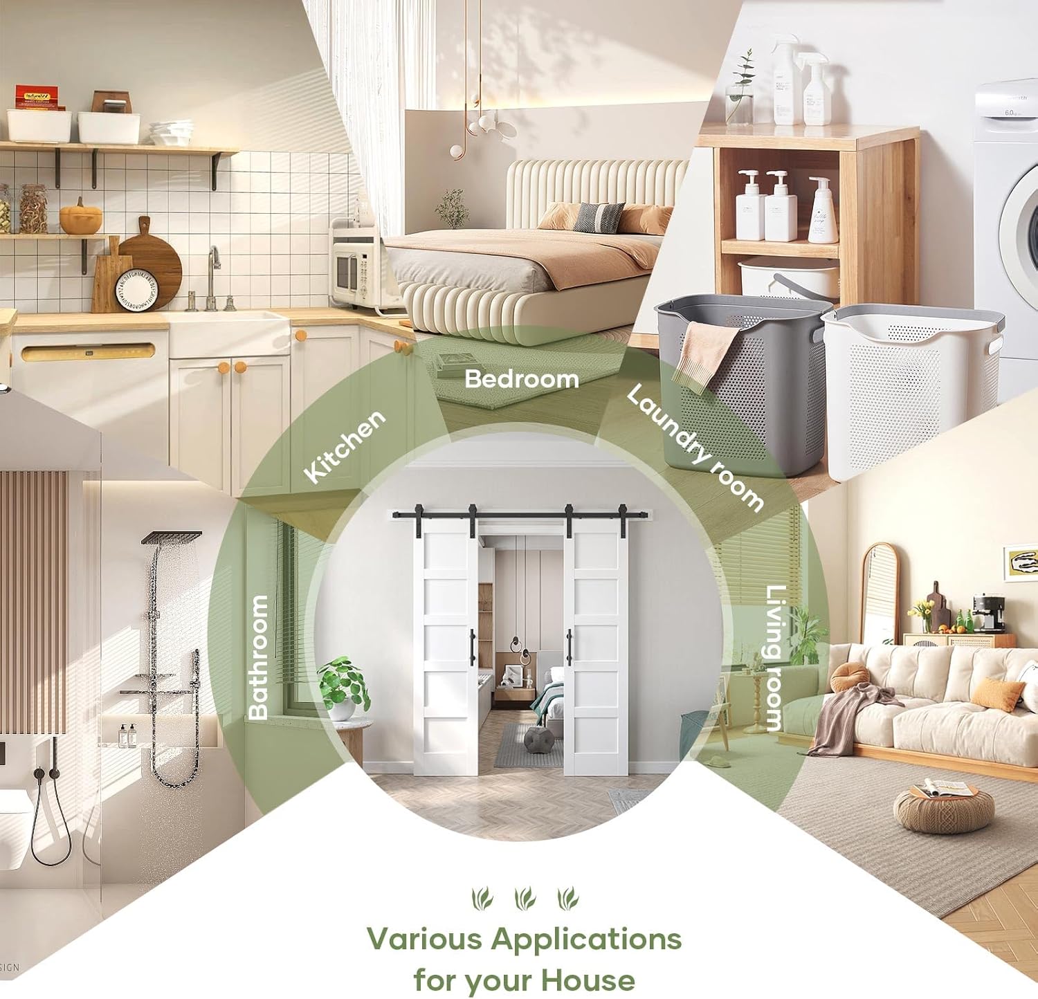 FREDBECK Double 21inx84in White Barn Door and 7FT Sliding Barn Door Hardware Kit