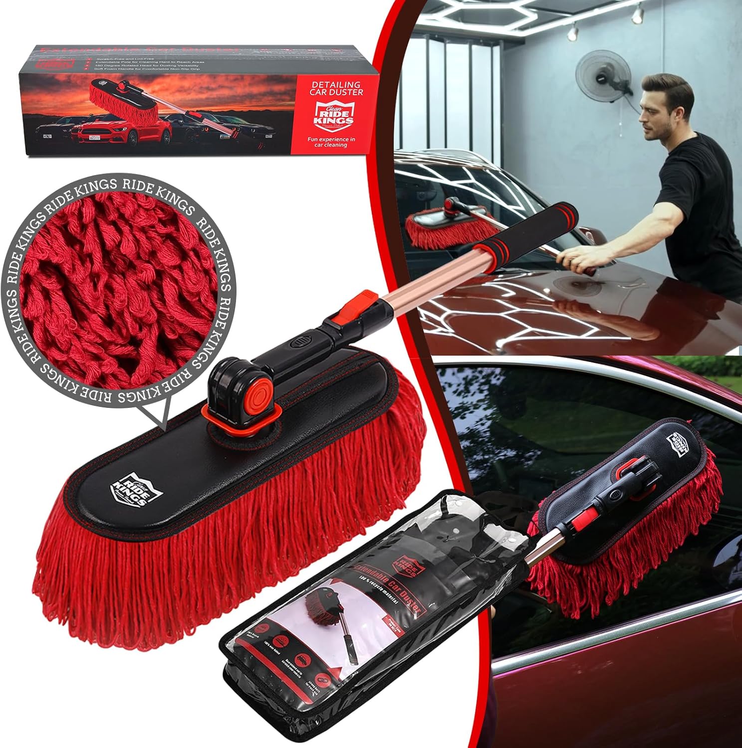 RIDE KINGS Car Duster Kit for Cars Trucks SUVs RVs and MotorcyclesDust Without Lint