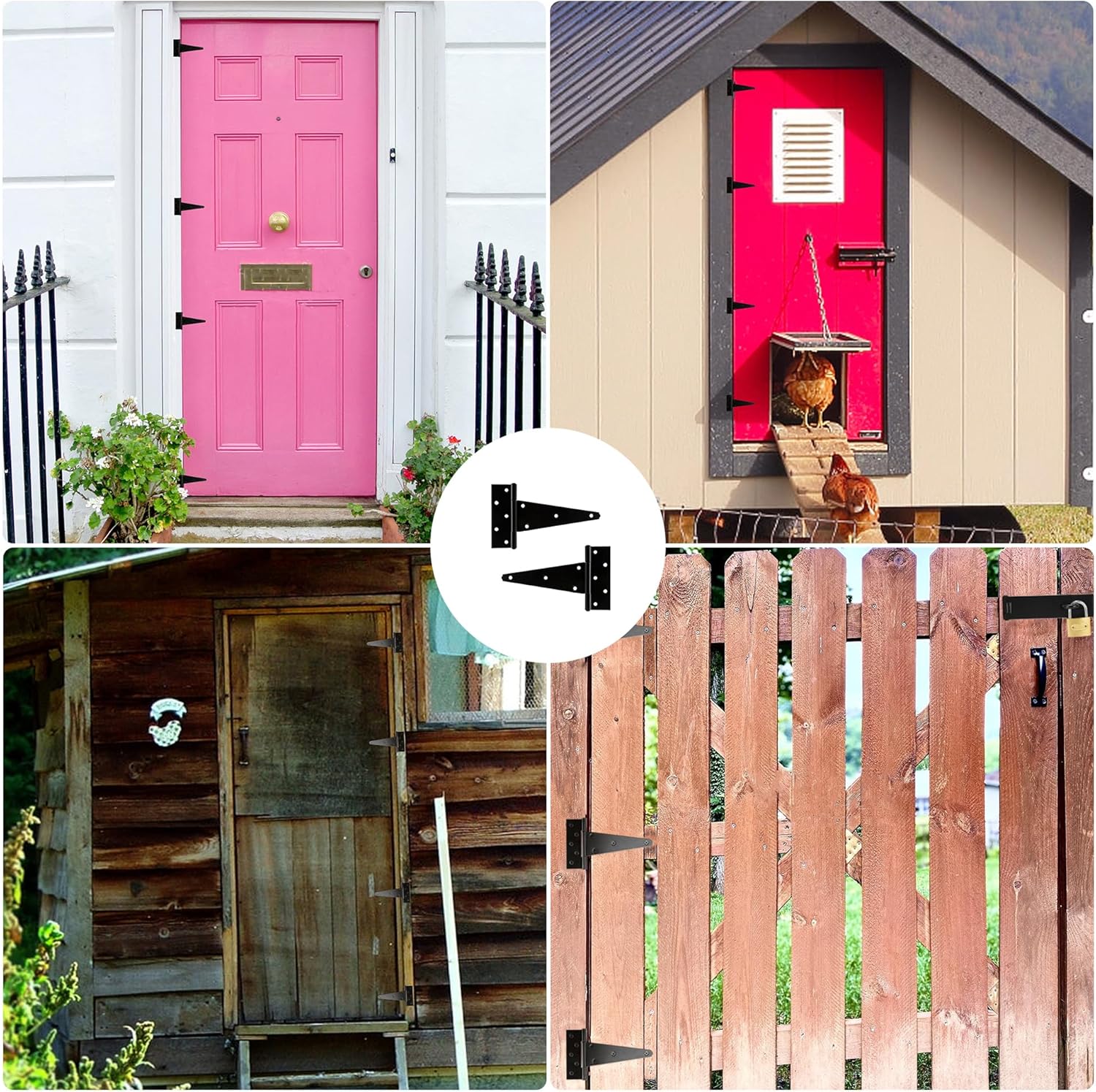 Durable 10-Inch T-Strap Shed Door Hinges Set for Outdoor Use